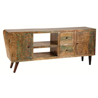 Wood Media Console 2 Door, 2 Drawer