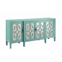 4 Door Mirrored Credenza in Robin's Egg Blue