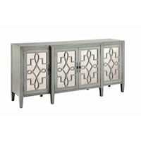 4 Door Mirroed Credenza in Sage Gray