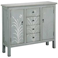 Two Door Silver Blue Accent Cabinet