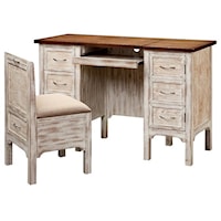 Caitlyn Pedestal Desk/Vanity and Stool Set
