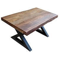 Small Wood Top Cocktail Table with Metal Legs