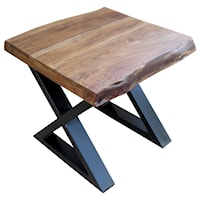 End Table with Wood To and Metal X Legs
