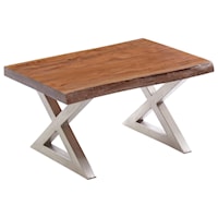 Small Wood Top Cocktail Table with Metal Legs