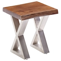 Wood Top Chairside Table with Metal Legs