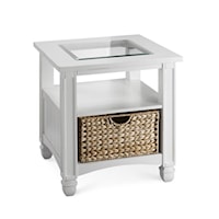 Glass Top End Table with Storage