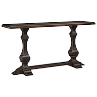 Carved Sofa Table with Metal Corner Accents