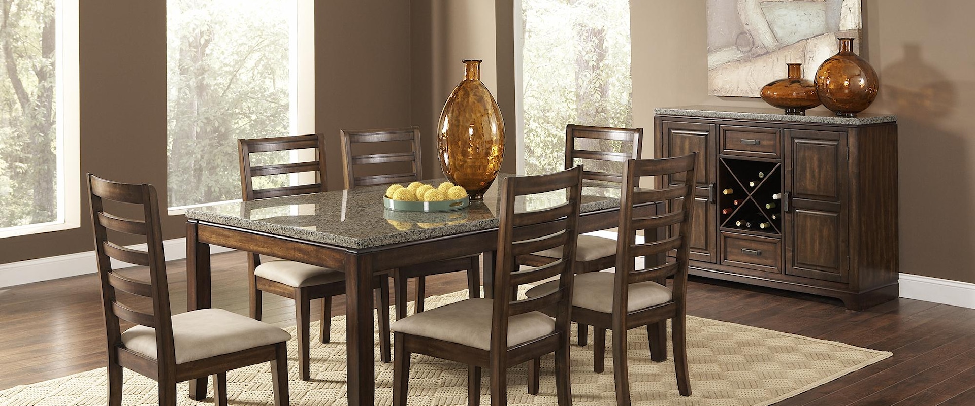 7 Pce Marble Top Dining Set