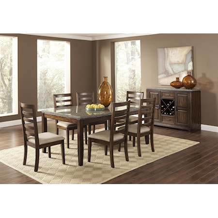 7 Pce Marble Top Dining Set