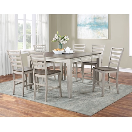 Casual 7-Piece Counter Table and Chair Set with Butterfly Leaf