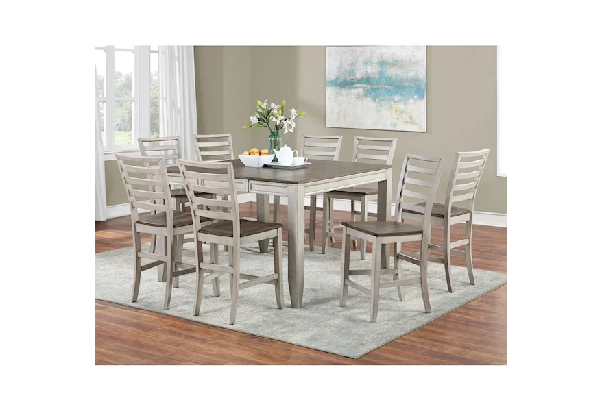 Abacus 9-Piece Counter Table and Chair Set by Steve Silver at VanDrie Home Furnishings