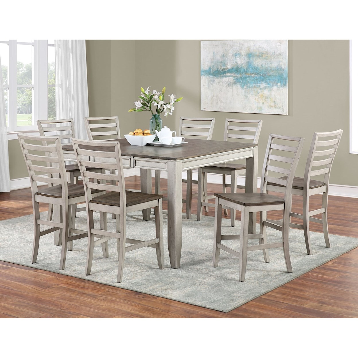 Steve Silver Abacus 9-Piece Counter Table and Chair Set