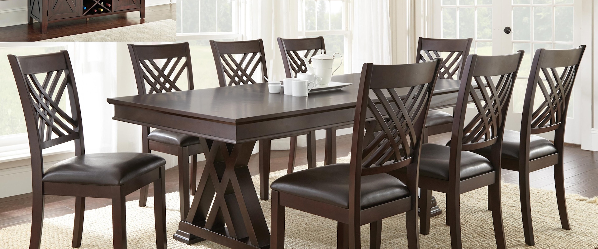 8 Piece Table and Chair Set with Server