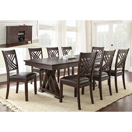 8 Piece Table and Chair Set with Server