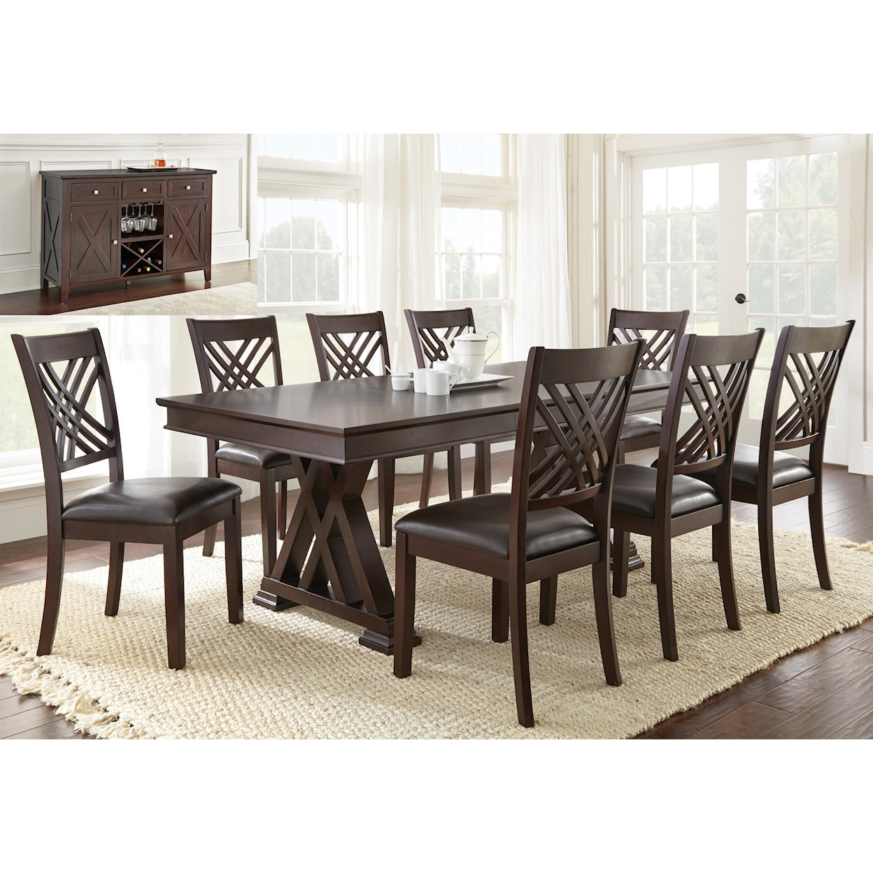Steve Silver Adrian 8 Piece Table and Chair Set with Server