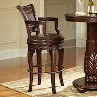 Traditional Rich Brown Swivel Barstool