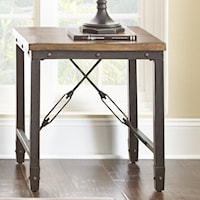 Industrial End Table with Solid Pine Top
