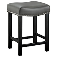 Transitional Counter Height Stool with Upholstered Seat and Nailhead Trim