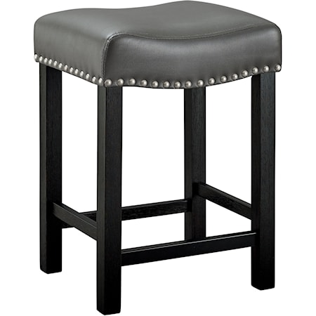 Transitional Counter Height Stool with Upholstered Seat and Nailhead Trim