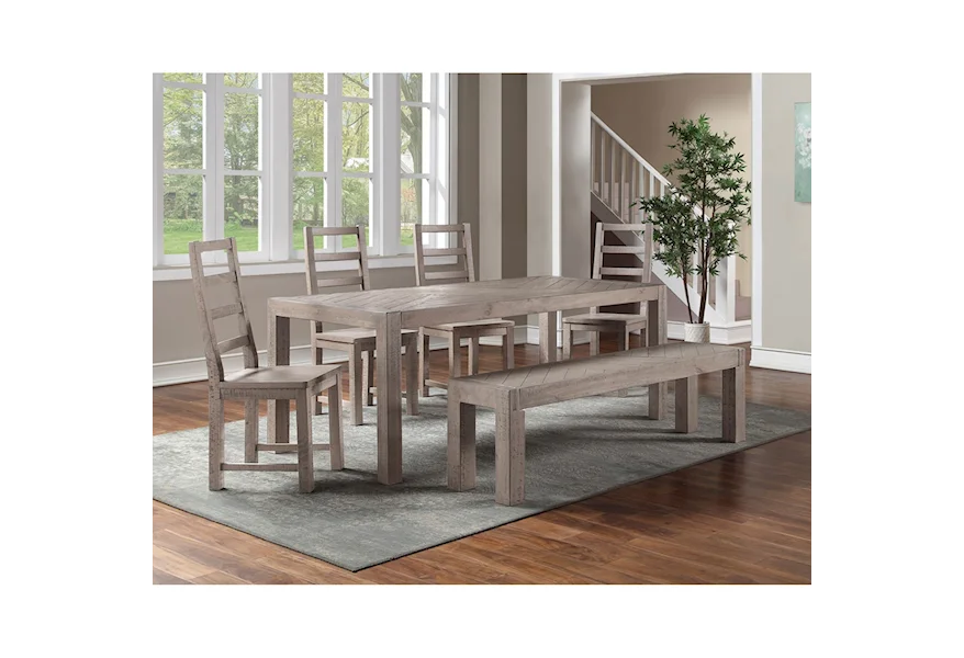 Auckland Table & Chair Set with Bench by Steve Silver at Galleria Furniture, Inc.