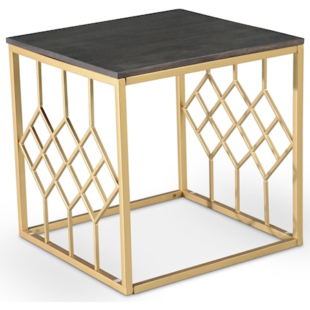 Transitional Square End Table with Mixed-Media Design
