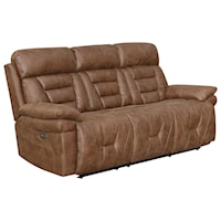 Casual Lay Flat Power Reclining Sofa with Power Headrest and USB Port