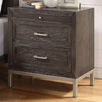 Contemporary Wood/Metal Nightstand with Pull-Out Shelf