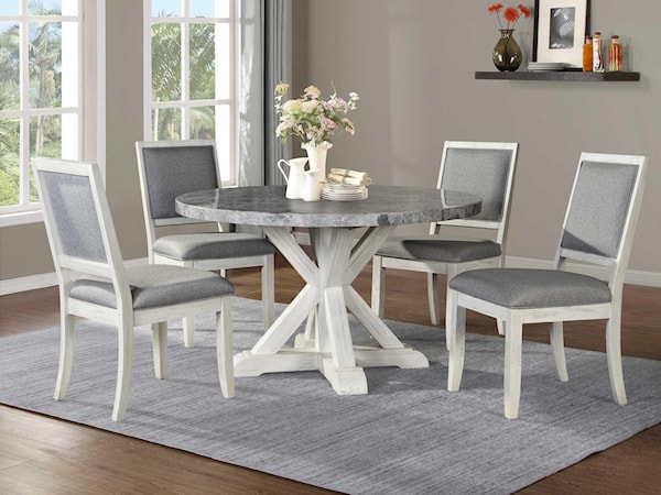 Canova 5-Piece Gray Marble Dining Set