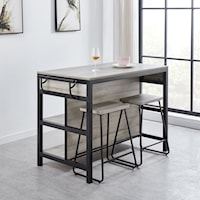 Contemporary 3-Piece Table and Chair Set with 2 Drawers, 2 Shelves, and Towel Racks
