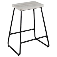Contemporary Counter Height Stool with Black Silver Metal Base