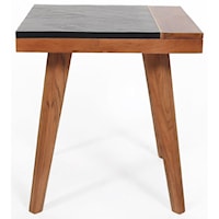 Mid-Century Modern Square End Table with Slate Top