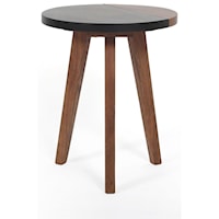 Mid-Century Modern Round Accent End Table with Slate Top