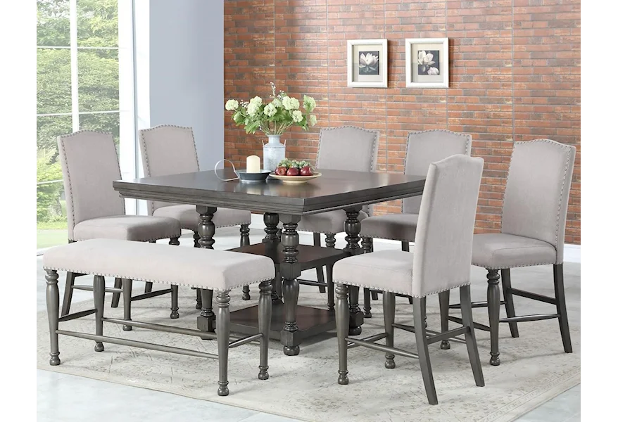 Caswell 8 Pc Counter Dining Set w/ Bench by Steve Silver at Lagniappe Home Store