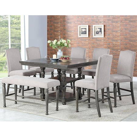 8 Pc Counter Dining Set w/ Bench