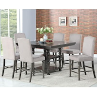 Seven Piece Traditional Counter Height Dining Set