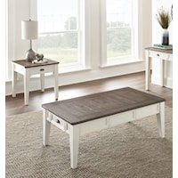 Rectangular Two Tone Coffee Table and Square Two Tone End Table Set