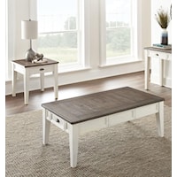 Rectangular Two Tone Coffee Table and 2 Square Two Tone End Table Set