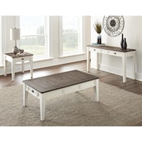 Rectangular Two Tone Coffee Table, Square Two Tone End Table and Two Tone Sofa Table Set