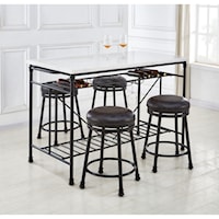 Contemporary 5-Piece Kitchen Island and Stool Set with White Marble Top