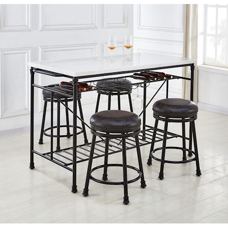 5-Piece Kitchen Island and Stool Set