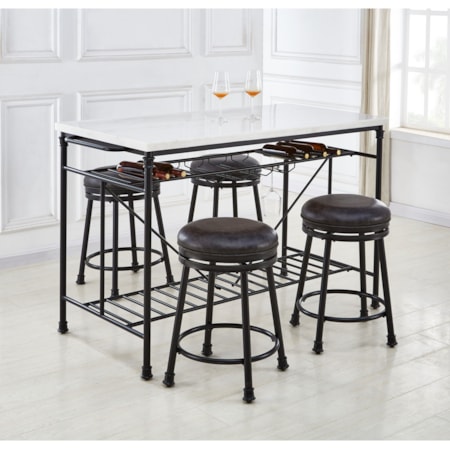 5-Piece Kitchen Island and Stool Set