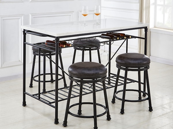 5-Piece Kitchen Island and Stool Set