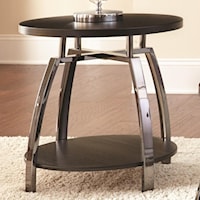 Round End Table with Metal Frame