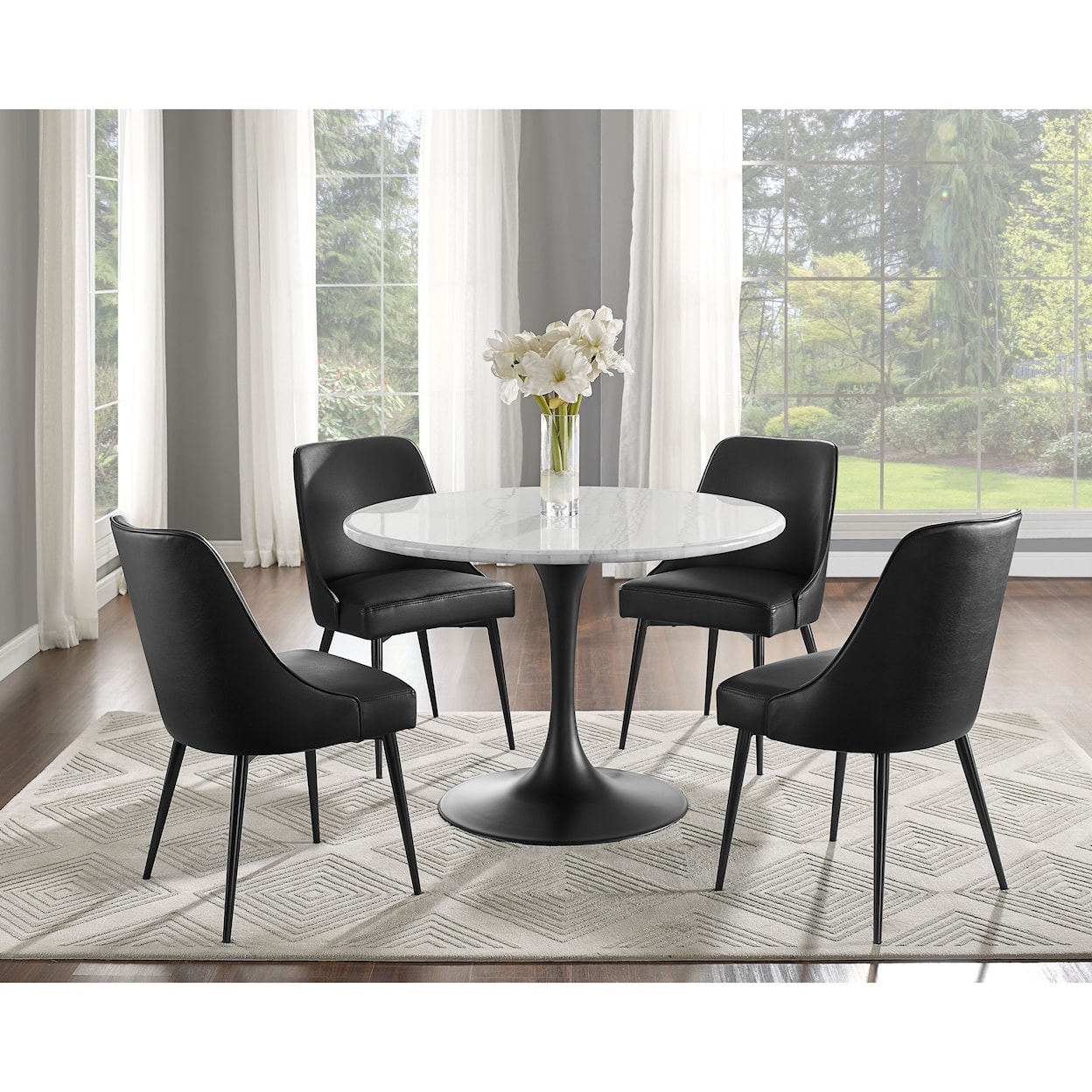 Prime Colfax Table - White Top & Black Base