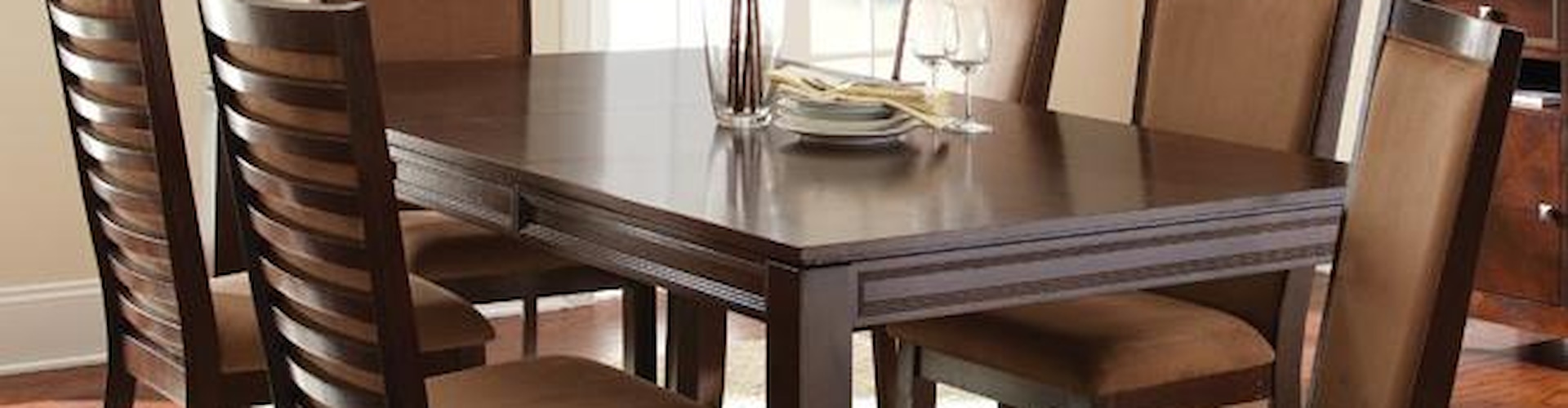 7-Piece Formal Dark Brown Rectangular Dining Table & Ladder Back Side Chair Set
