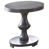 Round End Table with Plank-Effect Top