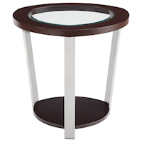 Contemporary End Table with Tempered Glass Top