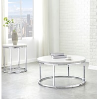 Round Marble Top Coffee Table and Round Marble Top End Table Set