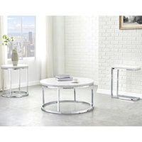 Round Marble Top Coffee Table, Round Marble Top End Table and Marble Top Chair Side Table Set