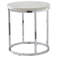 Contemporary Round End Table Table with White Marble Top